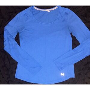 Under Armour Women's Blue HeatGear RUN‎ Long Sleeve Athletic Performance Top, M